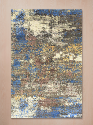 Seriq Hand-Knotted Wool & Bamboo Silk Abstract Rug - Blue