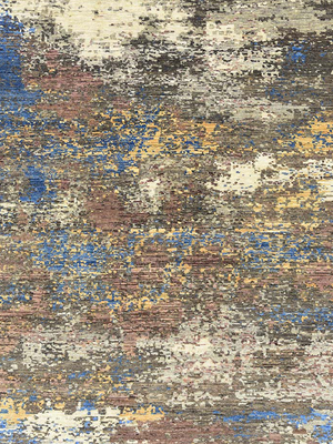 Seriq Hand-Knotted Wool & Bamboo Silk Abstract Rug - Blue