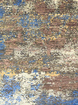 Seriq Hand-Knotted Wool & Bamboo Silk Abstract Rug - Blue