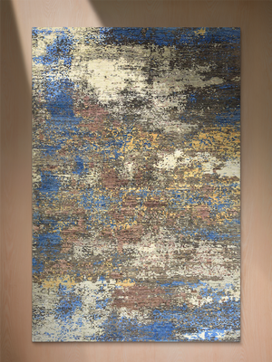 Seriq Hand-Knotted Wool & Bamboo Silk Abstract Rug - Blue