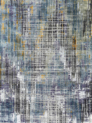 Tavero Hand-Knotted Wool & Bamboo Silk Abstract Rug - Teal Blue