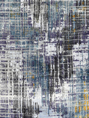 Tavero Hand-Knotted Wool & Bamboo Silk Abstract Rug - Teal Blue