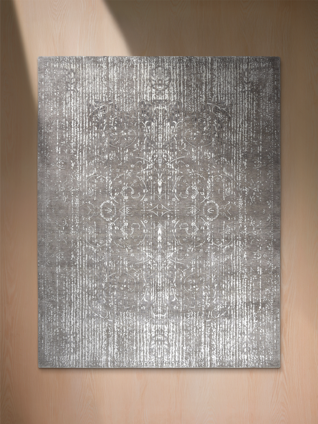 Laar Wool & Bamboo Silk Hand-Knotted Rug - Stone Grey