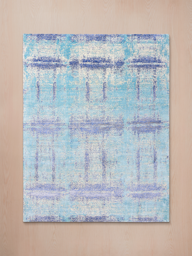 Aurell Hand-Knotted Wool & Bamboo Silk Rug - Aqua Blue