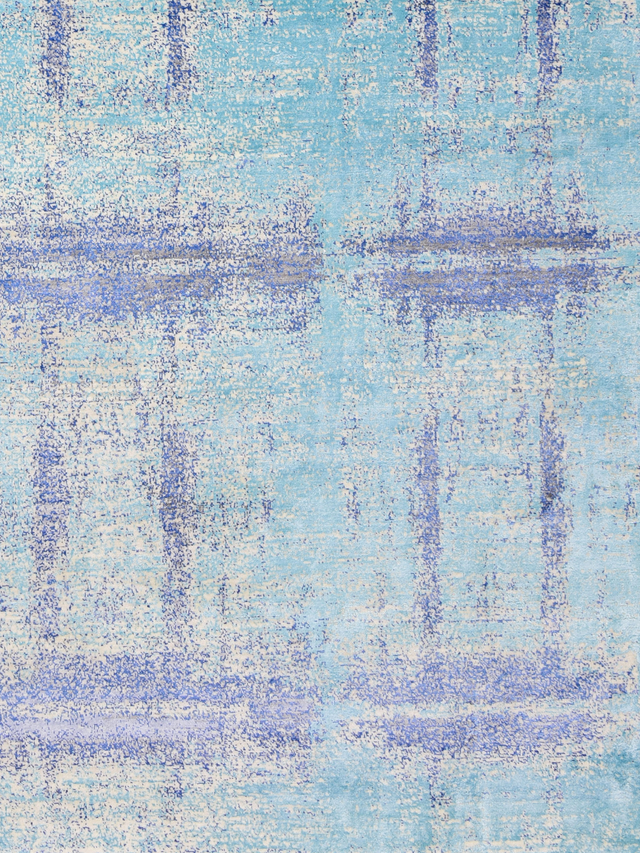 Aurell Hand-Knotted Wool & Bamboo Silk Rug - Aqua Blue