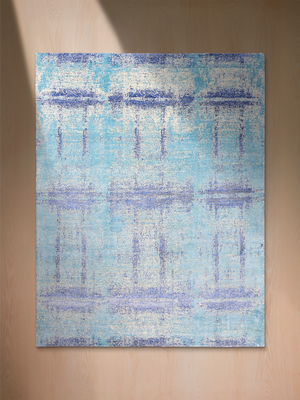 Aurell Hand-Knotted Wool & Bamboo Silk Rug - Aqua Blue