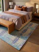 Aurell Hand-Knotted Wool & Bamboo Silk Rug - Aqua Blue