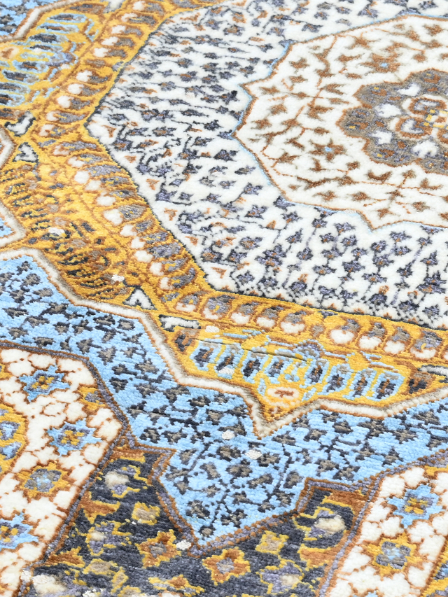 Azira Hand-Knotted Wool & Bamboo Silk Rug - Beige