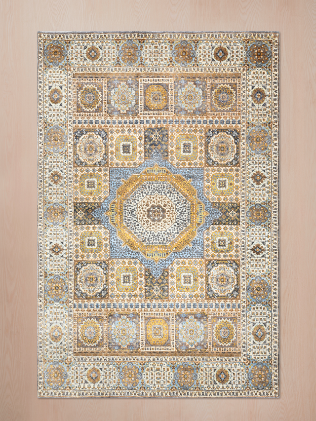 Azira Hand-Knotted Wool & Bamboo Silk Rug - Beige