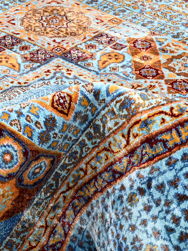 Soraya Hand-Knotted Wool & Bamboo Silk Rug - Blue