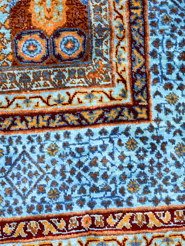 Soraya Hand-Knotted Wool & Bamboo Silk Rug - Blue