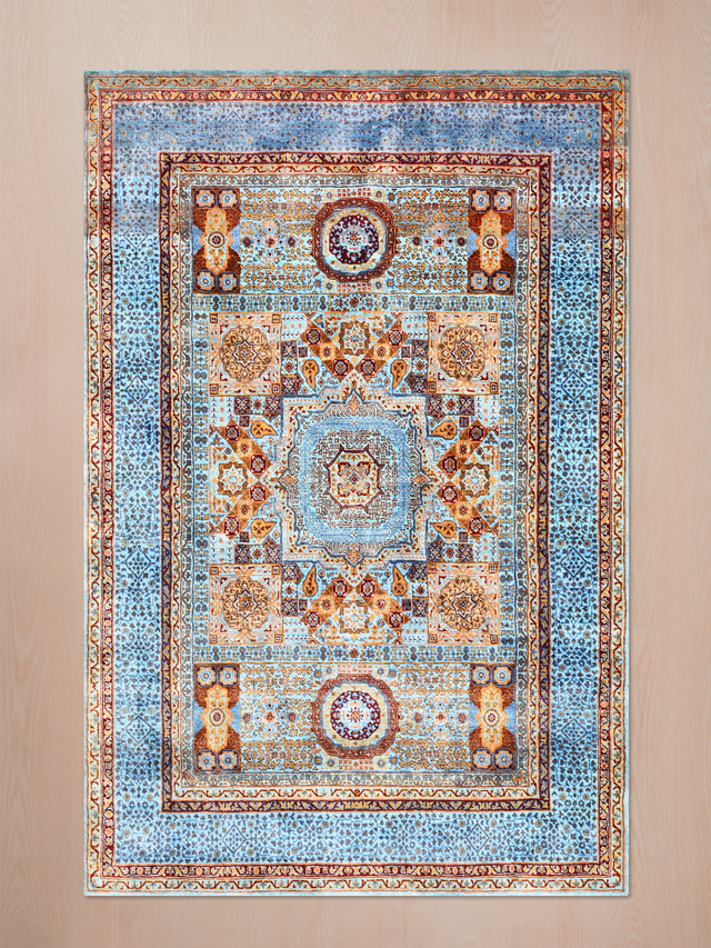 Soraya Hand-Knotted Wool & Bamboo Silk Rug - Blue
