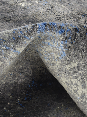 Velran Hand-Knotted Wool & Bamboo Silk Rug - Charcoal