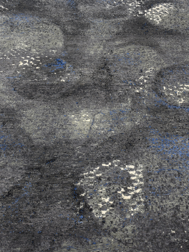 Velran Hand-Knotted Wool & Bamboo Silk Rug - Charcoal