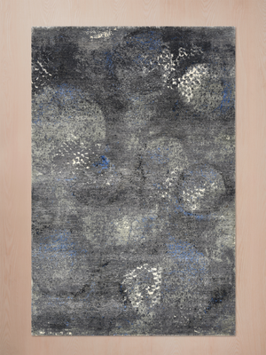 Velran Hand-Knotted Wool & Bamboo Silk Rug - Charcoal