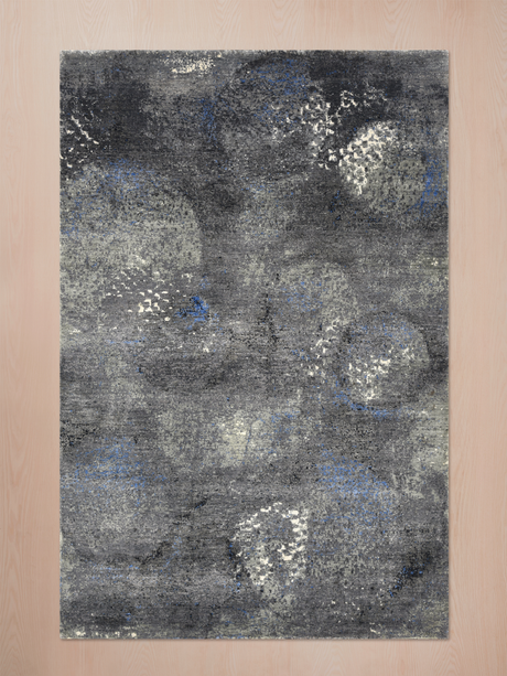 Velran Hand-Knotted Wool & Bamboo Silk Rug - Charcoal