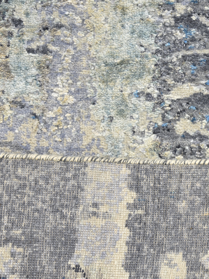 Velkor Hand-Knotted Wool & Bamboo Silk Abstract Rug - Charcoal