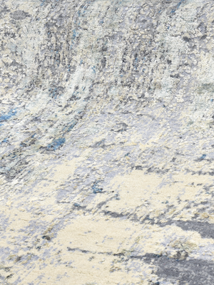 Velkor Hand-Knotted Wool & Bamboo Silk Abstract Rug - Charcoal