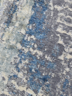 Velkor Hand-Knotted Wool & Bamboo Silk Abstract Rug - Charcoal