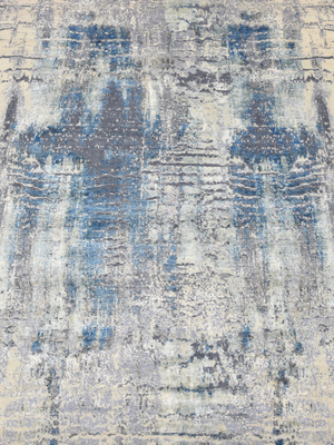 Velkor Hand-Knotted Wool & Bamboo Silk Abstract Rug - Charcoal