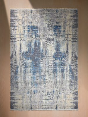 Velkor Hand-Knotted Wool & Bamboo Silk Abstract Rug - Charcoal