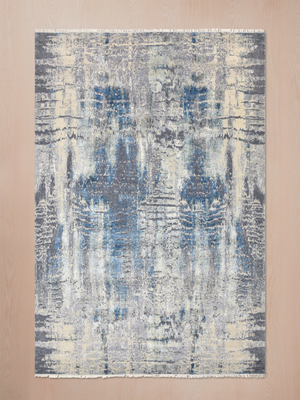 Velkor Hand-Knotted Wool & Bamboo Silk Abstract Rug - Charcoal