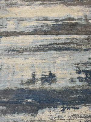 Norvik Hand-Knotted Wool & Bamboo Silk Abstract Rug - Charcoal