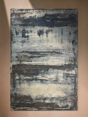 Norvik Hand-Knotted Wool & Bamboo Silk Abstract Rug - Charcoal