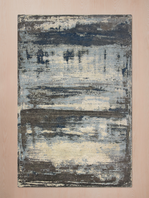 Norvik Hand-Knotted Wool & Bamboo Silk Abstract Rug - Charcoal