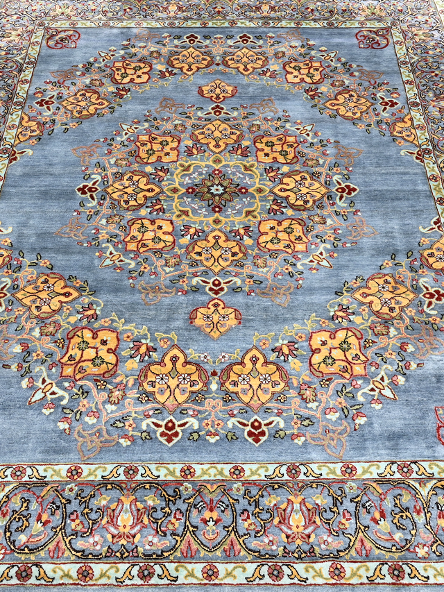 Noreya Hand-Knotted Wool & Bamboo Silk Rug - Blue