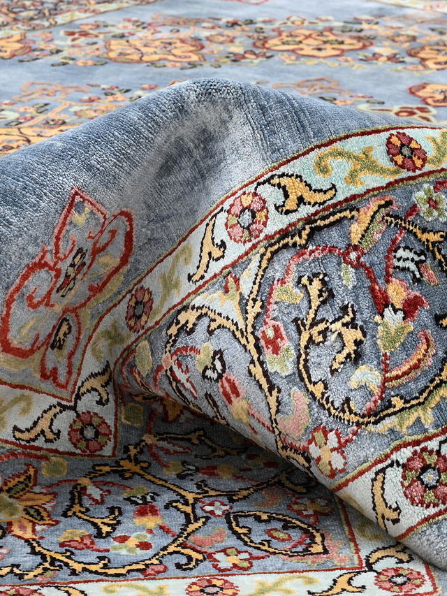 Noreya Hand-Knotted Wool & Bamboo Silk Rug - Blue