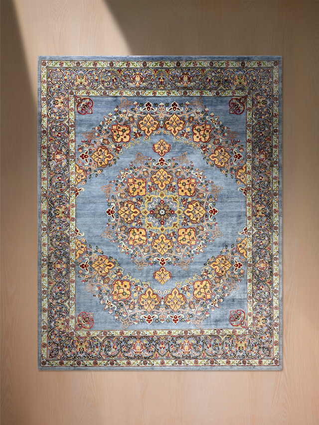 Noreya Hand-Knotted Wool & Bamboo Silk Rug - Blue