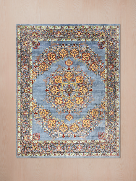 Noreya Hand-Knotted Wool & Bamboo Silk Rug - Blue