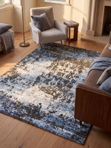 Dovren Hand-Knotted Wool & Bamboo Silk Rug - Blue