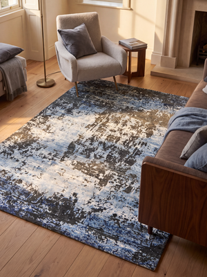 Dovren Hand-Knotted Wool & Bamboo Silk Rug - Blue