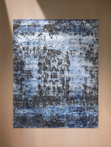 Dovren Hand-Knotted Wool & Bamboo Silk Rug - Blue