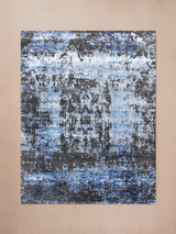 Dovren Hand-Knotted Wool & Bamboo Silk Rug - Blue