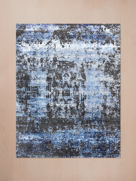 Dovren Hand-Knotted Wool & Bamboo Silk Rug - Blue