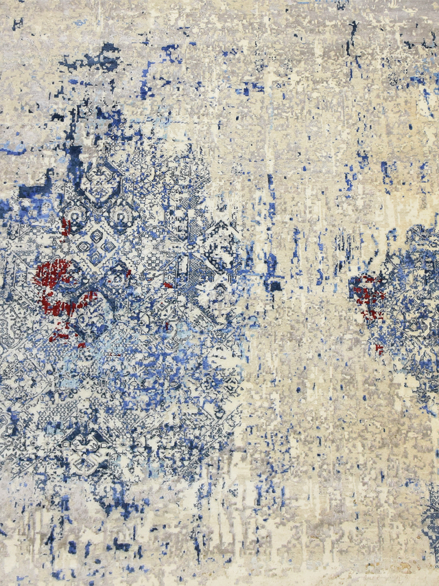 Elvara Hand-Knotted Wool & Bamboo Silk Rug - Beige