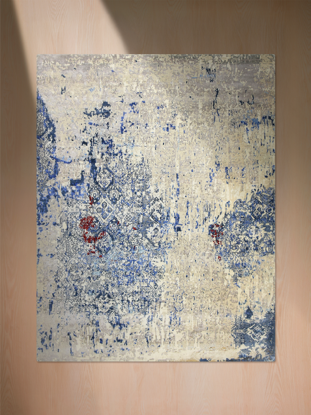 Elvara Hand-Knotted Wool & Bamboo Silk Rug - Beige
