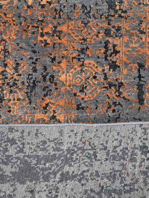 Kaedor Hand-knotted Wool & Bamboo Silk Rug - Charcoal