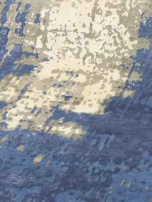 Elion Hand-Knotted Wool & Bamboo Silk Abstract Rug - Blue