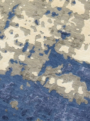 Elion Hand-Knotted Wool & Bamboo Silk Abstract Rug - Blue