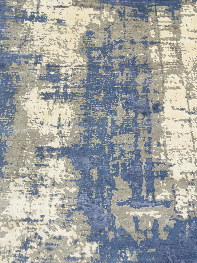 Elion Hand-Knotted Wool & Bamboo Silk Rug - Blue