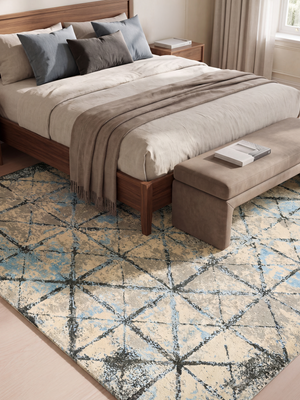 Selvar Hand-knotted Wool & Bamboo Silk Rug - Blue