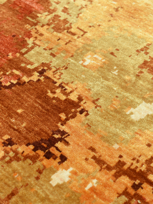 Kaedor Hand-Knotted Wool & Bamboo Silk Abstract Rug - Red
