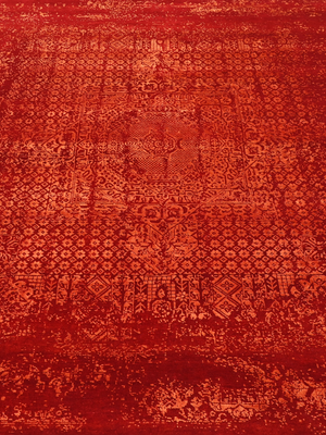 Rovelle Hand-knotted Wool & Bamboo Silk Rug - Red