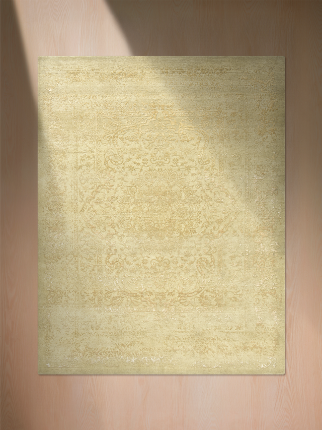 Kavi Pistachio Shell Wool & Bamboo Silk Hand-Knotted Rug