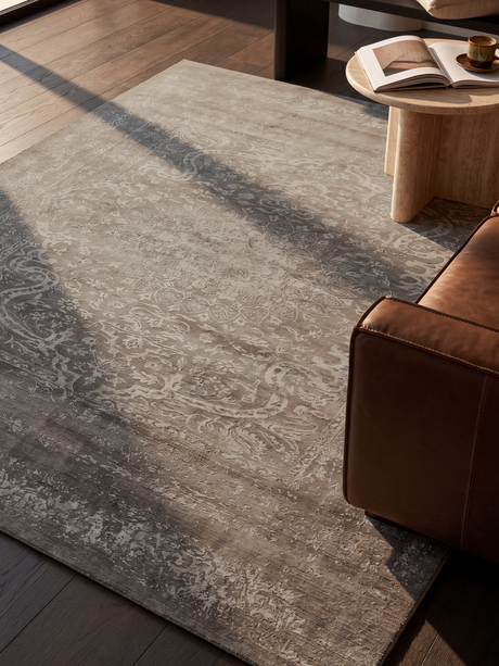 Kavi Wool & Bamboo Silk Hand-Knotted Rug - Stone Grey