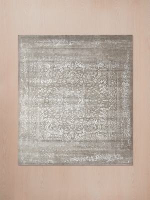 Kavi Wool & Bamboo Silk Hand-Knotted Rug - Stone Grey